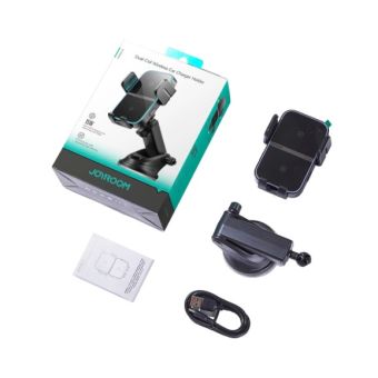 Joyroom JR-ZS246, držiak do auta na palubnú dosku, bezdrôtové nabíjanie 15W, 2x cievka, čierny