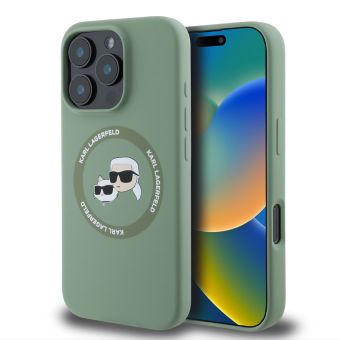 Obal Karl Lagerfeld Liquid Silicone K&CH Heads MagSafe Apple iPhone 16 Pro Max KLHMP16XSKCHTCA Kaki