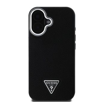 Obal Guess PU Grained Triangle Logo Apple iPhone 16 GUHMP16SPGTSPSK Black