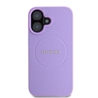 Obal Guess PU Grained Classic Logo MagSafe Apple iPhone 16 GUHMP16SPGHSMMU Purple