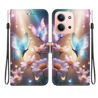 Obal PU Leather Book Xiaomi Redmi 15C/POCO C85 motýle a kvety