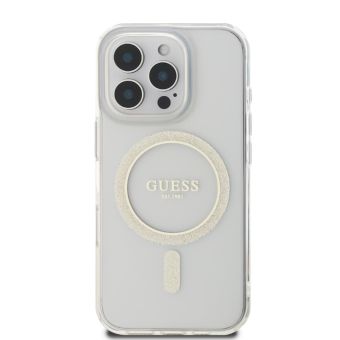 Obal Guess IML Glitter Ring MagSafe Apple iPhone 16 Pro Max GUHMP16XHFGERET Transparent