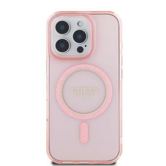 Obal Guess IML Glitter Ring MagSafe Apple iPhone 16 Pro Max GUHMP16XHFGEREP Pink