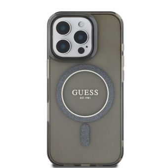 Obal Guess IML Glitter Ring MagSafe Apple iPhone 16 Pro Max GUHMP16XHFGEREK Black