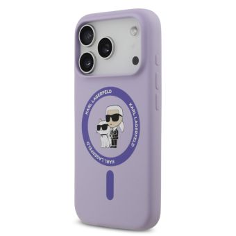 Obal Karl Lagerfeld Liquid Silicone Karl and Choupette MagSafe Apple iPhone 17 Pro KLHMP17LSCMKCRHU fialový