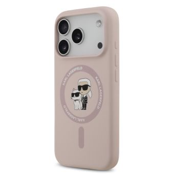 Obal Karl Lagerfeld Liquid Silicone Karl and Choupette MagSafe Apple iPhone 17 Pro KLHMP17LSCMKCRHP ružový