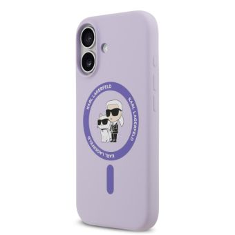 Obal Karl Lagerfeld Liquid Silicone Karl and Choupette MagSafe Apple iPhone 17 KLHMP17SSCMKCRHU fialový