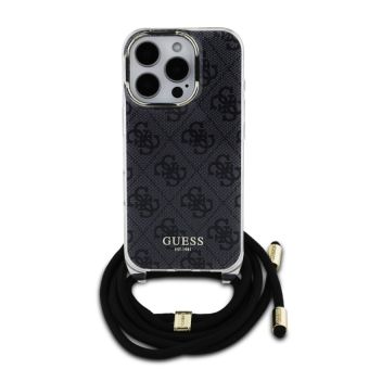 Obal Guess IML 4G Printed Crossbody Apple iPhone 16 Pro GUHCP16LHC4SEK Black