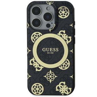 Obal Guess IML 4G Peony MagSafe Apple iPhone 16 Pro GUHMP16LH4PYEEK Black