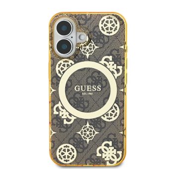Obal Guess IML 4G Peony MagSafe Apple iPhone 16 GUHMP16SH4PYEEW Brown