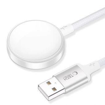 Tech-Protect UltraBoost MC02, magnetický nabíjací kábel, Apple Watch USB-A, 100cm, biely