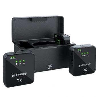 BlitzWolf, BW-SX63, 1000mAh, čierna - sada bezdrôtových mikrofónov