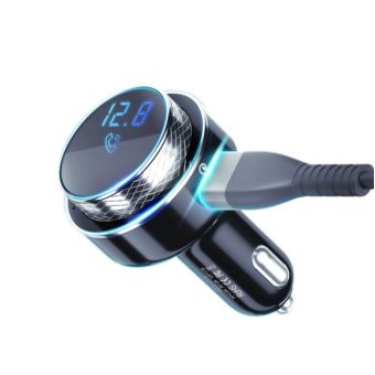 3MK Hyper Car FM Transmitter 30W, 2xUSB-A LED, MicroSD, Voltmeter