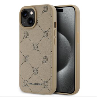Obal Karl Lagerfeld PU Karl Heads Pattern Magsafe Apple iPhone 15 KLHMP15SPGKHPHE Beige