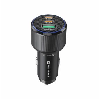SWISSTEN CL adaptér 95W, 2xUSB-C PD, 1xUSB-A + kábel USB-C, čierny