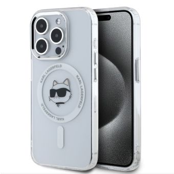 Obal Karl Lagerfeld IML Choupette Head Metal Frame MagSafe Apple iPhone 15 Pro Max KLHMP15XHLSCHH Transparent