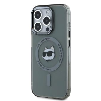 Obal Karl Lagerfeld IML Choupette Head Metal Frame MagSafe Apple iPhone 15 Pro Max KLHMP15XHLSCHK Black