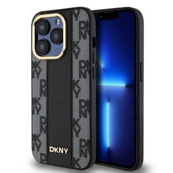 Obal DKNY PU Leather Checkered Pattern Magsafe Apple iPhone 15 Pro Max DKHMP15XPCPVSLK Black