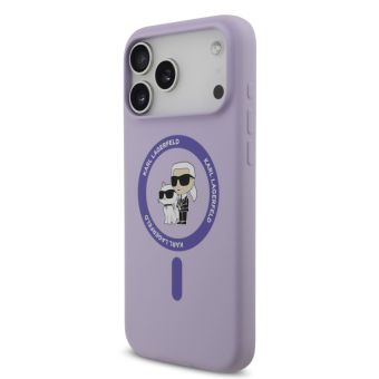 Obal Karl Lagerfeld Liquid Silicone Karl and Choupette MagSafe Apple iPhone 17 Pro Max KLHMP17XSCMKCRHU fialový
