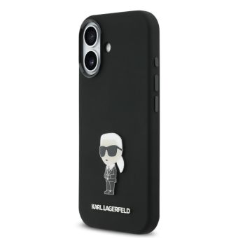 Obal Karl Lagerfeld Liquid Silicone Metal Ikonik Apple iPhone 17 KLHCP17SSMHKNPK čierny