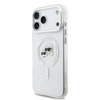 Obal Karl Lagerfeld IML K&CH Heads Metal Frame MagSafe Apple iPhone 17 Pro KLHMP17LHLSKCH transparentný