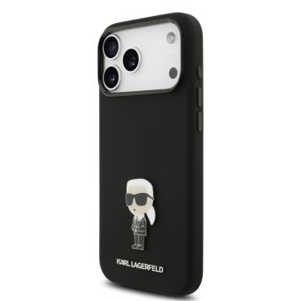 Obal Karl Lagerfeld Liquid Silicone Metal Ikonik Apple iPhone 17 Pro Max KLHCP17XSMHKNPK čierny