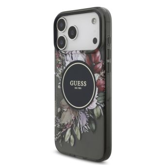 Obal Guess IML Flowers Strap MagSafe Apple iPhone 17 Pro Max GUHMP17XHFWBRCESK čierny