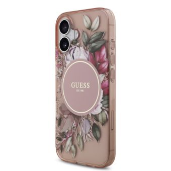 Obal Guess IML Flowers Strap MagSafe Apple iPhone 17 GUHMP17SHFWBRCESP ružový