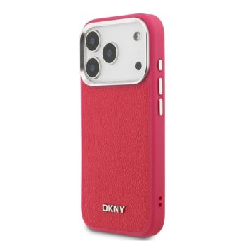 Obal DKNY PU Leather Metal Logo Wrist Chain MagSafe Apple iPhone 17 Pro DKHMP17LPDHWSP ružový