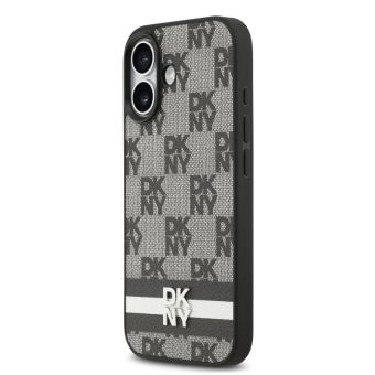 Obal DKNY PU Leather Checkered Pattern and Stripe Apple iPhone 17 DKHCP17SPCPTSSK čierny