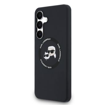 Obal Karl Lagerfeld Liquid Silicone K&CH Heads MagSafe Samsung Galaxy S25 FE 5G S731 KLHMS25FESKCHTCK čierny