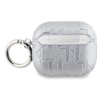 Obal Karl Lagerfeld PU Embossed Karl and Choupette Heads Apple AirPods Pro 2 strieborný