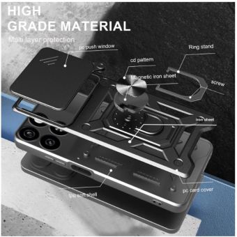 Obal Camshield Ring Armor ZTE Blade A35/A55 čierny