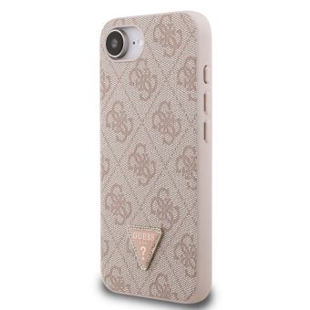Obal Guess PU 4G Strass Triangle Metal Logo Apple iPhone 16e GUHCPSE4P4TDPP ružový