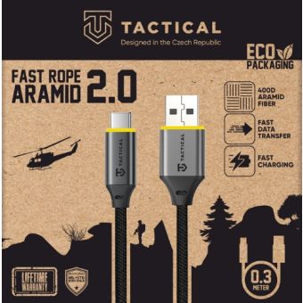 Tactical Fast Rope Aramid 2.0 USB-A/USB-C 0.3m 100W šedý