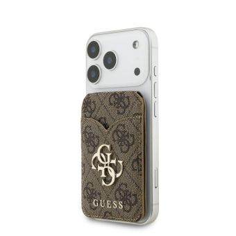 Guess PU 4G Mirror MagSafe Cardslot penaženka so stojanom a zrkadlom GUWMSMIP4GW hnedá
