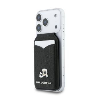 Karl Lagerfeld Mirror MagSafe Cardslot penaženka so stojanom a zrkadlom KLWMSMPGKCHPK čierna