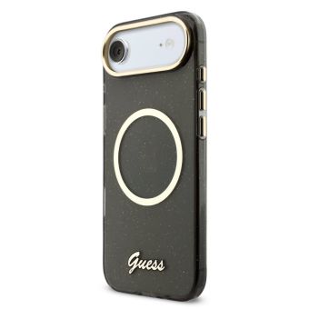 Obal Guess IML Glitter Script Strap MagSafe Apple iPhone Air GUHMP17M5HTGSMSK čierny