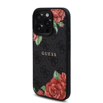 Obal Guess PU Leather 4G Roses MagSafe Apple iPhone 16 Pro GUHMP16LP4ROPEMCK čierny