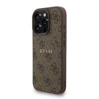 Obal Guess PU Leather 4G Colored Ring Strap MagSafe Apple iPhone 15 GUHMP15SP4GREGSW hnedý