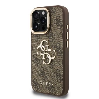 Obal Guess PU 4G Metal Logo Stand Camera Frame Apple iPhone 15 Pro GUHCP15LPCS4GP4W hnedý