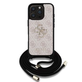 Obal Guess PU 4G Metal Logo Crossbody Popruh Apple iPhone 15 GUHCP15SP4GMGCRP ružový