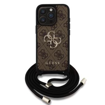 Obal Guess PU 4G Metal Logo Crossbody Popruh Apple iPhone 15 Pro Max GUHCP15XP4GMGCRW hnedý
