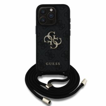 Obal Guess PU 4G Metal Logo Crossbody Popruh Apple iPhone 15 Pro Max GUHCP15XP4GMGCRK čierny