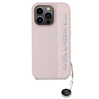 Obal Karl Lagerfeld PU Saffiano Rhinestone Charm Apple iPhone 15 Pro Max KLHCP15XPSAKDGCP ružový