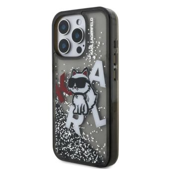 Obal Karl Lagerfeld Liquid Glitter Scattered Choupette Apple iPhone 16 Pro Max KLHCP16XLCHSCTDK čierny