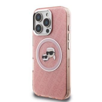 Obal Karl Lagerfeld IML K&CH Heads Repeated Logo MagSafe Apple iPhone 16 Pro Max KLHMP16XHMKBKCHP ružový