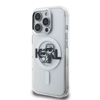 Obal Karl Lagerfeld IML Glitter Karl and Choupette Sketch MagSafe Apple iPhone 15 Pro Max KLHMP15XHGKCGKBT transparentný