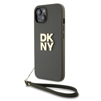 Obal DKNY PU Leather Stack Logo Wrist Strap Apple iPhone 14 DKHCP14SPBSWSA hnedý
