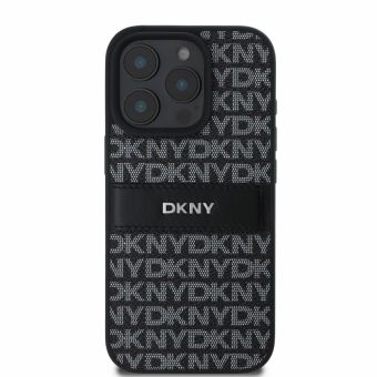 Obal DKNY PU Leather Repeat Pattern Tonal Stripe Apple iPhone 16 Pro DKHCP16LPRTHSLK čierny